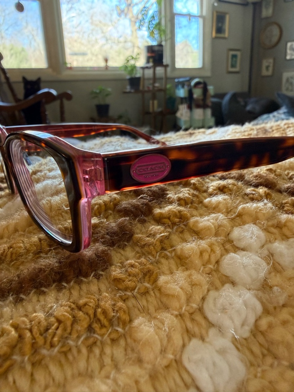 Coach Brooklyn Rectangle Shaped Glasses in Pink/Tortoise - Picture 4 of 10